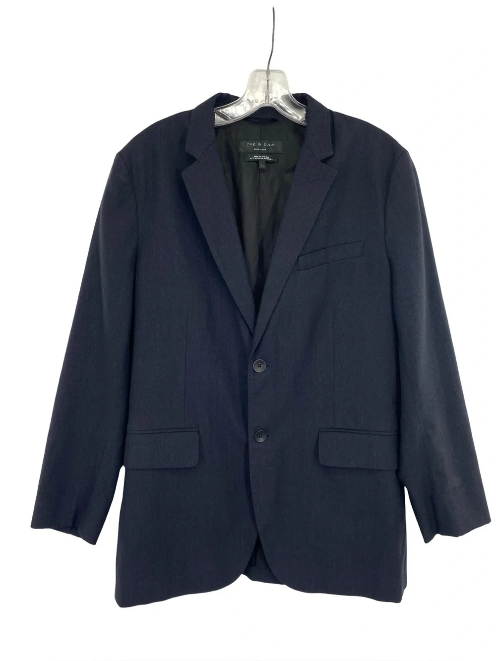 Rag & Bone Men’s Navy Blue Wool Cotton Blazer Jacket Sport Coat Size 40